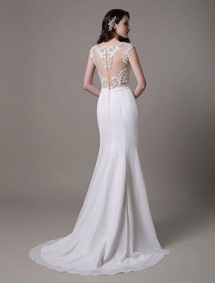 Vintage Wedding Dress Lace And Chiffon Sheath With Stunning Bateau Illusion Neckline And Illusion Back Exclusive_8