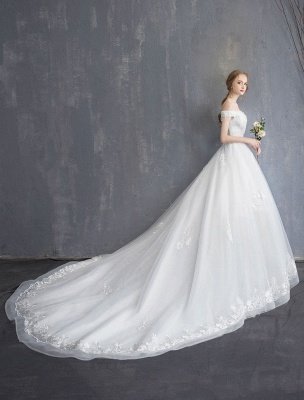 Robes de mariée princesse robe de bal dentelle chaînes perlées hors de l'épaule robe de mariée_5