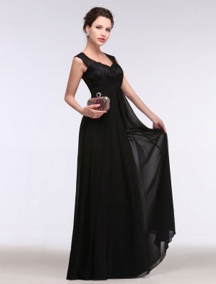 Black Evening Dress Lace Sweatheart Maxi Party Dress A Line Sleeveless Floor Length Mother'S Dress_7