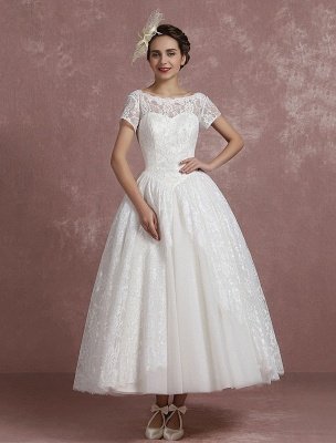 Princess Wedding Dress Lace Vintage Bridal Gown Sweetheart Illusion Short Sleeve Back Design Ball Gown Bridal Dress In Ankle Length Exclusive_4