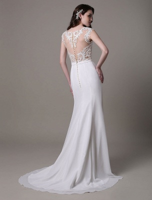 Vintage Wedding Dress Lace And Chiffon Sheath With Stunning Bateau Illusion Neckline And Illusion Back Exclusive_6