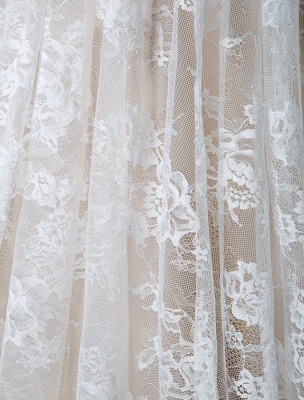 Einfaches Hochzeitskleid 2021 V-Ausschnitt A-Linie Kurzarm Tiefes V Backless Lace Brautkleider_9