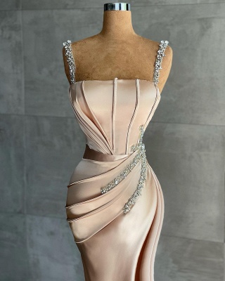 Stunning Sleeveless Mermaid Evening Dress Sparkly Crystal Slim Prom Dress_2