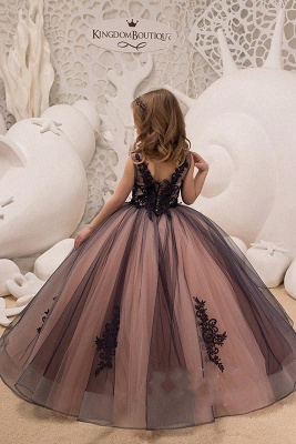 Robe de demoiselle d'honneur en tulle avec appliques en dentelle florale sans manches_2