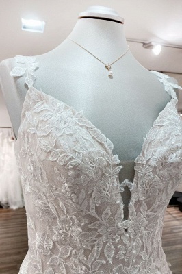 Robe de mariée élégante Aline sans manches en tulle robe de mariée en dentelle florale_6