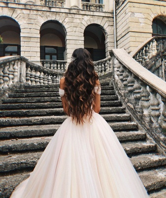 Off Shoulder Soft Tulle Princess Wedding Dress Romantic Satin Aline Ball Gown_6