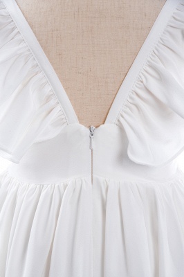 Robe de fille de fleur blanche à manches à volants Robe de petite fille plissée A-ligne pour la fête de mariage_15