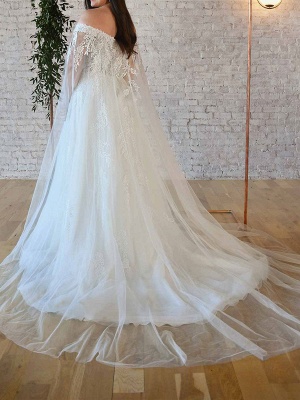 Weißes einfaches Hochzeitskleid Polyester Bateau-Ausschnitt ärmellose rückenfreie Spitze A-Linie Brautkleider_4