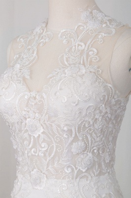 Ivory Wedding Dress Sleeveless Backless Natural Waist Lace Polyester With Train Long Bridal Dresses_4