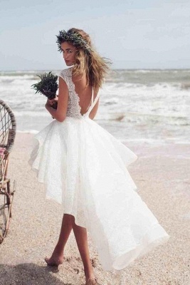 Robe de mariée de plage simple mancherons robe de mariée salut-lo_2