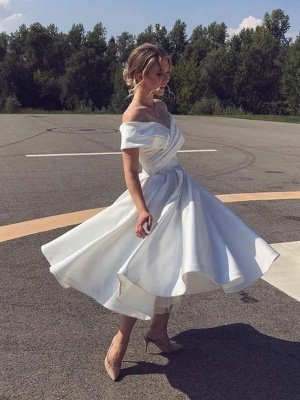 Elegant Off-the-Shoulder Satin Formal Dress for Girls Women Wedding Party Dress_2