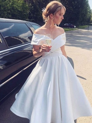 Elegant Off-the-Shoulder Satin Formal Dress for Girls Women Wedding Party Dress_4