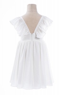 White Ruffle Sleeves Flower Girl Dress Pleated A-line Little Girl Dress for Wedding Party_11