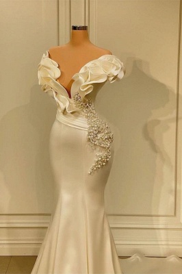 Stunning Sleeveless Ruffles Satin Mermaid Evening Prom Dress_2