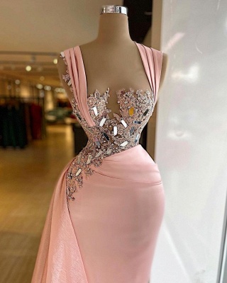 Stunning Sleeveless mermaid Prom Dress Sparkly Sequins with Sweep train_2