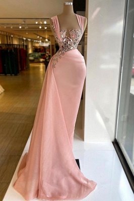 Stunning Sleeveless mermaid Prom Dress Sparkly Sequins with Sweep train