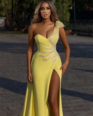 Chic One Sleeves Sequins  Prom Dress with Side Slit_2