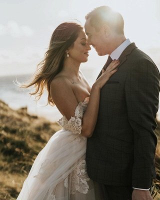 Robe de mariée Aline en tulle Robe de mariée de plage à épaules dénudées_5