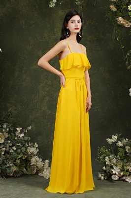 Robe jaune sans manches à volants pour les invités de mariage_6