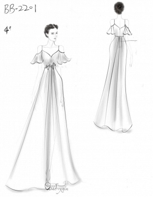 Rüschen Spaghettiträger Chiffon Brautjungfernkleid Aline Hochzeitsgastkleid mit Taschen_18