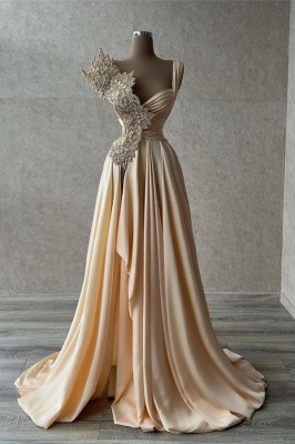 Stunning Long Aline Evening Dress Sleeveless Pleated Party Dress_1