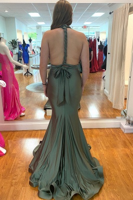 Deep V-Neck Mermaid Prom Dress Sleeveless Floor-Length Party Dress_3