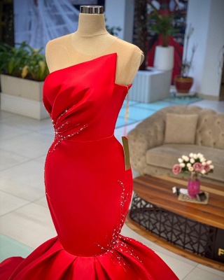 Sexy Red Mermaid Prom Dress Sleeveless Slim Evening Party Dress_2