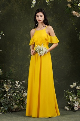 Chic Halter Ruffles Chiffon Bridesmaid Dress Long Wedding Party Dress_15