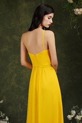 Halter Long Bridesmaid Dress Chiffon Sleeveless Side Split Wedding Party Dress_11