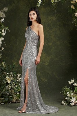 Sparkly Pailletten Mermaid Prom Dress One-Shoulder-Side-Slit-Abend-Party-Kleid_3