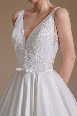 Aline Wedding Dress Sleeveless Beads Bridal Dress V-Neck_8