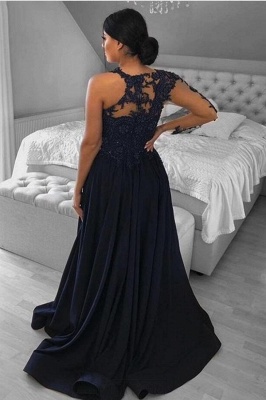 Impresionante vestido de noche con abertura lateral de gasa Vestido de fiesta de encaje de una manga larga_2