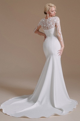 Long Sleeves Wedding Dress Mermaid Floral Lace Bridal Dress_5