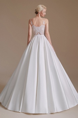 Aline Wedding Dress Sleeveless Beads Bridal Dress V-Neck_5