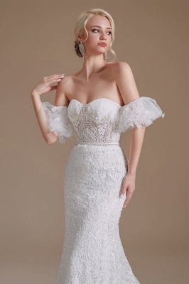 Stunning Sweetheart Wedding Dress Off-the-Shoulder Floral Lace Mermaid Bridal Gown_7
