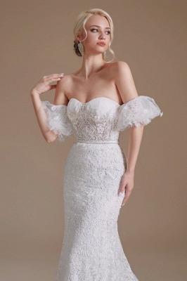 Superbe robe de mariée chérie robe de mariée sirène en dentelle florale à épaules dénudées_7