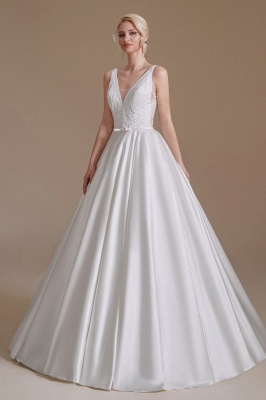 Aline Wedding Dress Sleeveless Beads Bridal Dress V-Neck_4