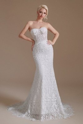 Stunning Sweetheart Wedding Dress Off-the-Shoulder Floral Lace Mermaid Bridal Gown_5