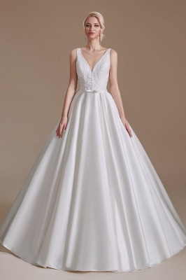 Aline Wedding Dress Sleeveless Beads Bridal Dress V-Neck_2