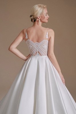 Aline Wedding Dress Sleeveless Beads Bridal Dress V-Neck_7