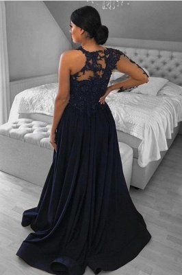 Stunning Chiffon Side Split Evening Dress Long One Sleeve Lace Prom Dress_2