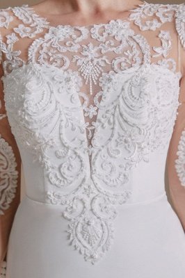 Robe de mariée à manches longues Robe de mariée en dentelle florale sirène_9