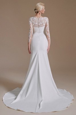 Long Sleeves Wedding Dress Mermaid Floral Lace Bridal Dress_6