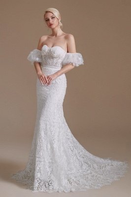 Stunning Sweetheart Wedding Dress Off-the-Shoulder Floral Lace Mermaid Bridal Gown_2