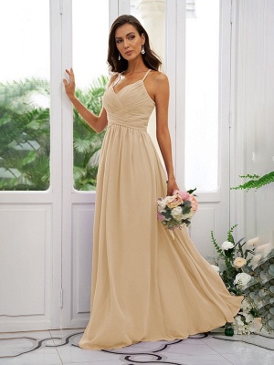 Elegant Ruched Chiffon Long Bridesmaid Dress Sleeveless Evening Maxi Swing Dress_11