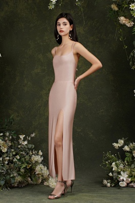 Spaghetti Straps Slim Prom Dress with Side Split Sleeveless Party Dress_3
