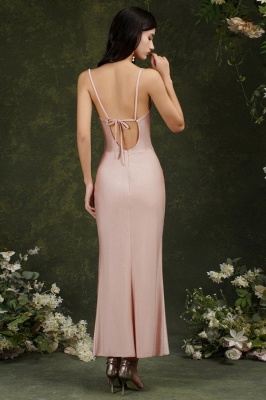 Spaghetti Straps Slim Prom Dress with Side Split Sleeveless Party Dress_2