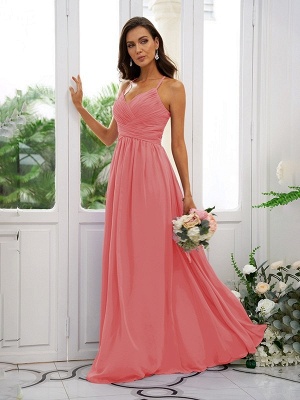 Elegant Ruched Chiffon Long Bridesmaid Dress Sleeveless Evening Maxi Swing Dress_45
