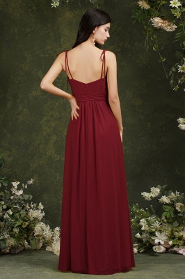 Spaghetti Straps Side Slit Bridesmaid Dress Sleeveless Prom Dress_10