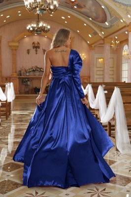 Robe de soirée sexy fendue sur le côté de la robe de bal en satin à une épaule_4